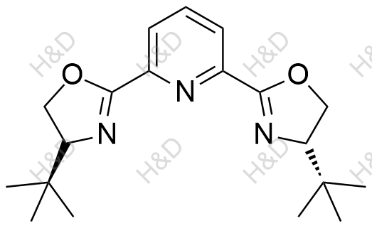 2,6-Bis[(4S)-4-tert-butyl-2-oxazolin-2yl]pyridine结构式