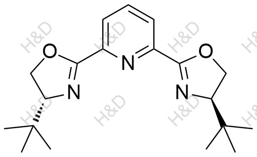 2,6-Bis[(4R)-4-tert-butyl-2-oxazolin-2yl]pyridine结构式