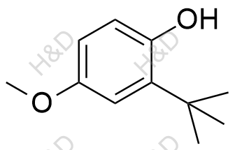 3-叔丁基-4-羟基苯甲醚化学结构式