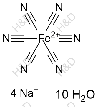 亚铁氰化钠 十水合物化学结构式