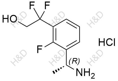 (R)-2-(3-(1-氨基乙基)-2-氟苯基)-2,2-二氟乙醇 盐酸盐化学结构式