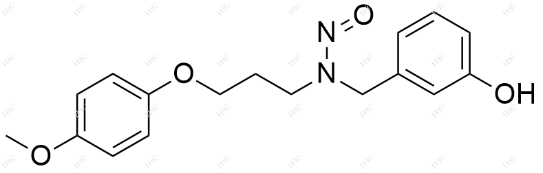 N-(3-羟苯基)-N-(3-(4-甲氧基苯氧基)丙基)亚硝胺结构式