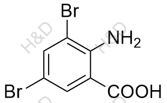 2-氨基-3,5-二溴苯甲酸结构式