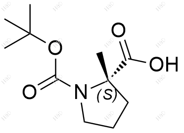 (S)-1-(叔丁氧羰基)-2-甲基吡咯烷-2-羧酸化学结构式