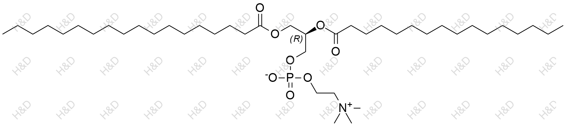 1-棕榈酰基-2-硬脂酰基-sn-甘油-3-磷酸胆碱化学结构式
