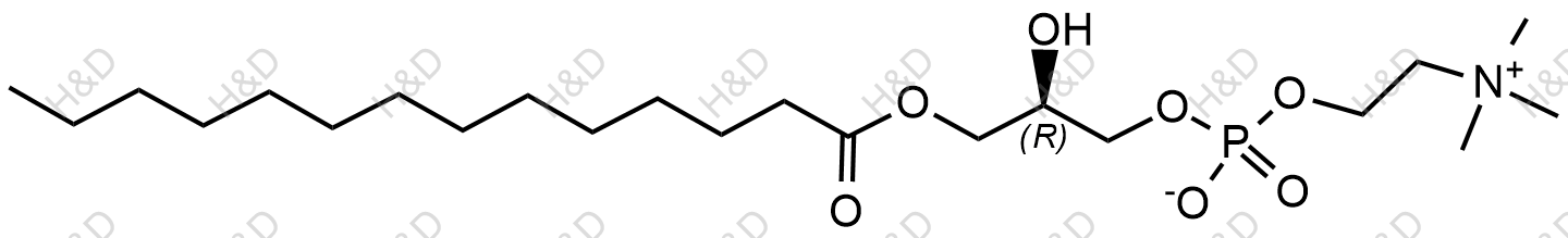 1-肉豆蔻基-2-羟基-sn-甘油-3-磷酸胆碱化学结构式