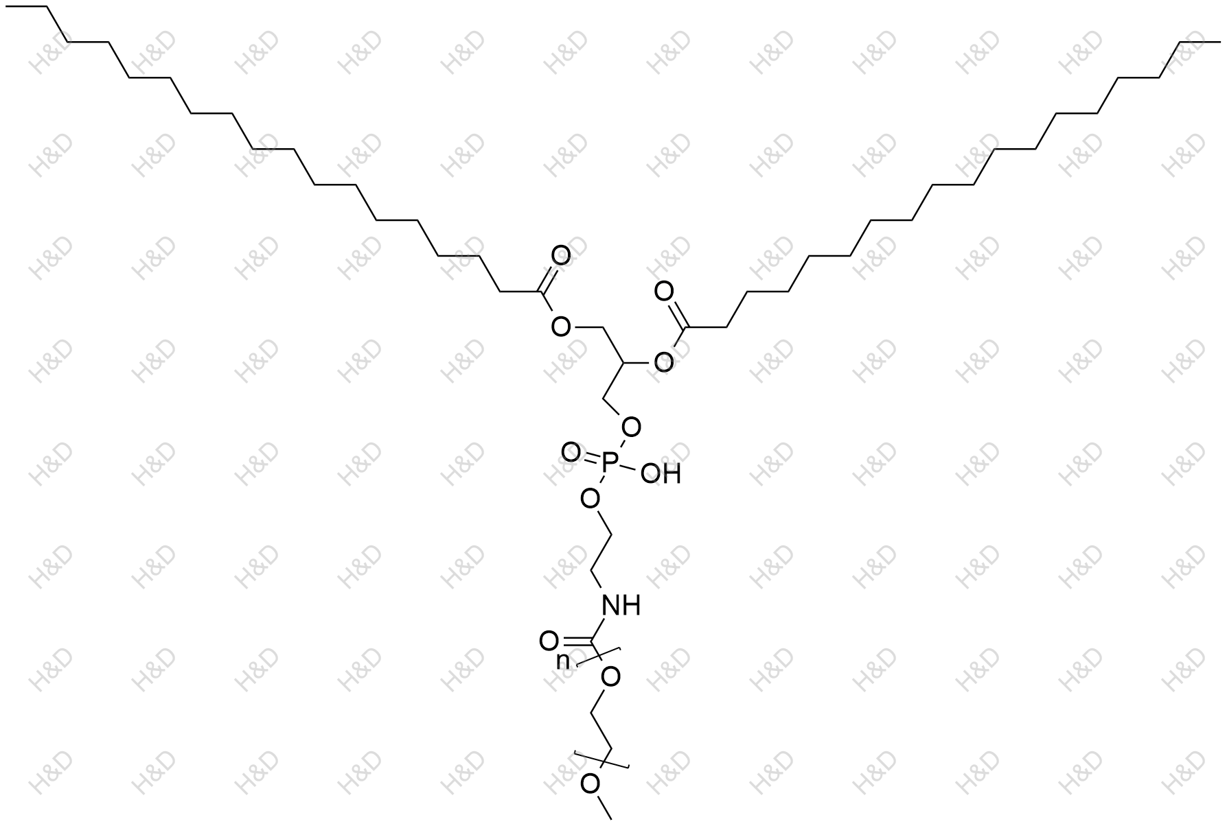 二硬脂酰基磷脂酰乙醇胺-聚乙二醇2000化学结构式