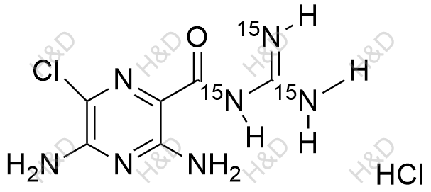 阿米洛利-15N3(盐酸盐)化学结构式