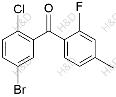 (5-溴-2-氯苯基)(2-氟-4-甲基苯基）甲酮结构式