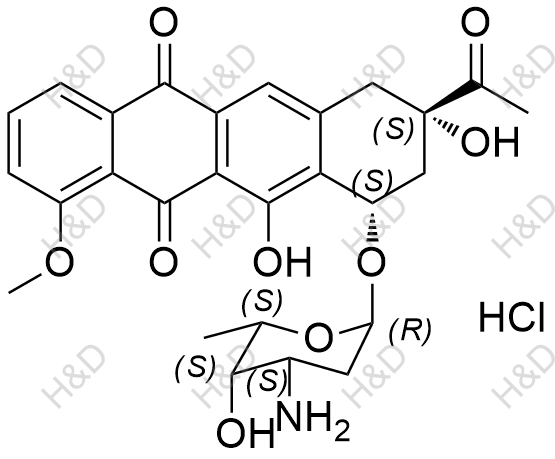 11-脱氧柔红霉素(盐酸盐)化学结构式