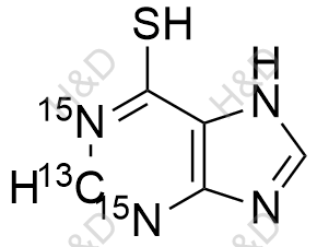 6-巯嘌呤-13C-15N2结构式