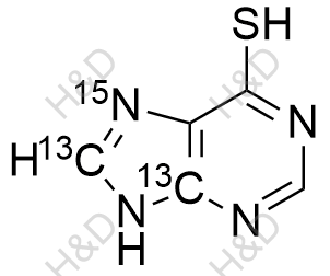 6-巯嘌呤-13C2-15N结构式