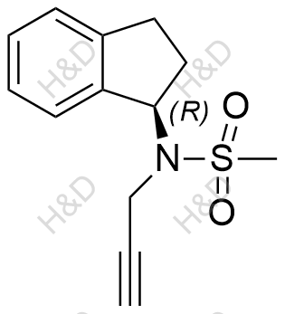N-甲磺酰基-N-炔丙基-1-氨基茚满结构式