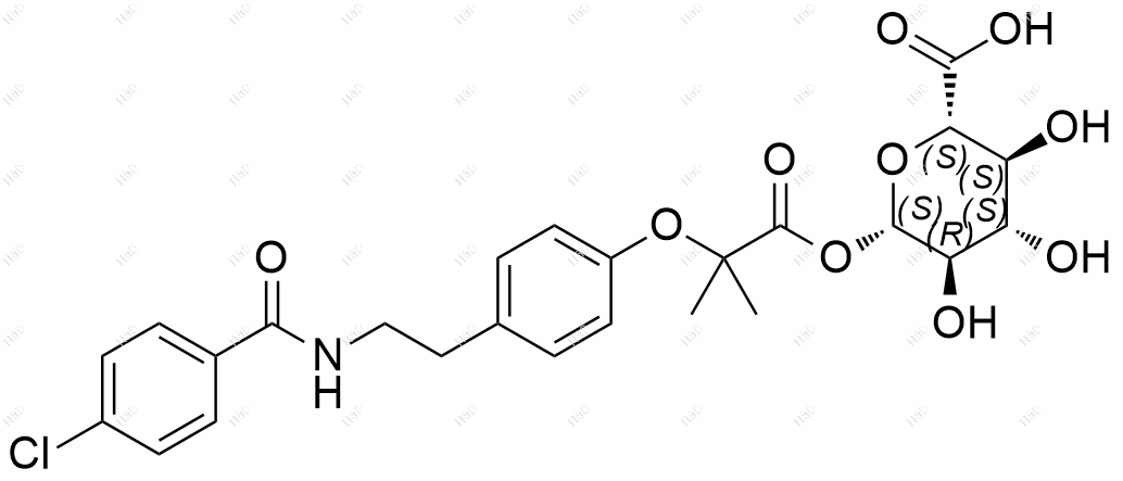 苯扎贝特单纤维酰基葡糖苷酸化学结构式