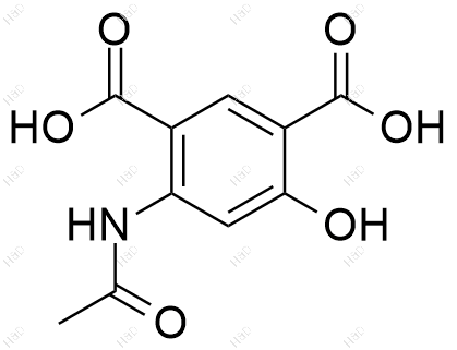 4-乙酰氨基-6-羟基苯-1,3-二羧酸化学结构式