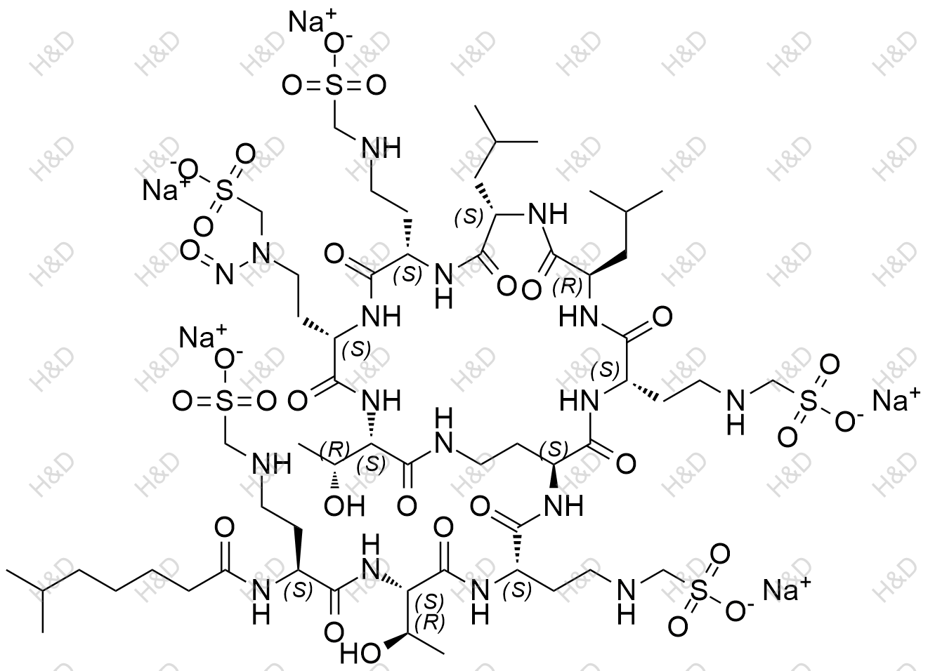 N-亚硝基粘菌素b甲磺酸氢4结构式
