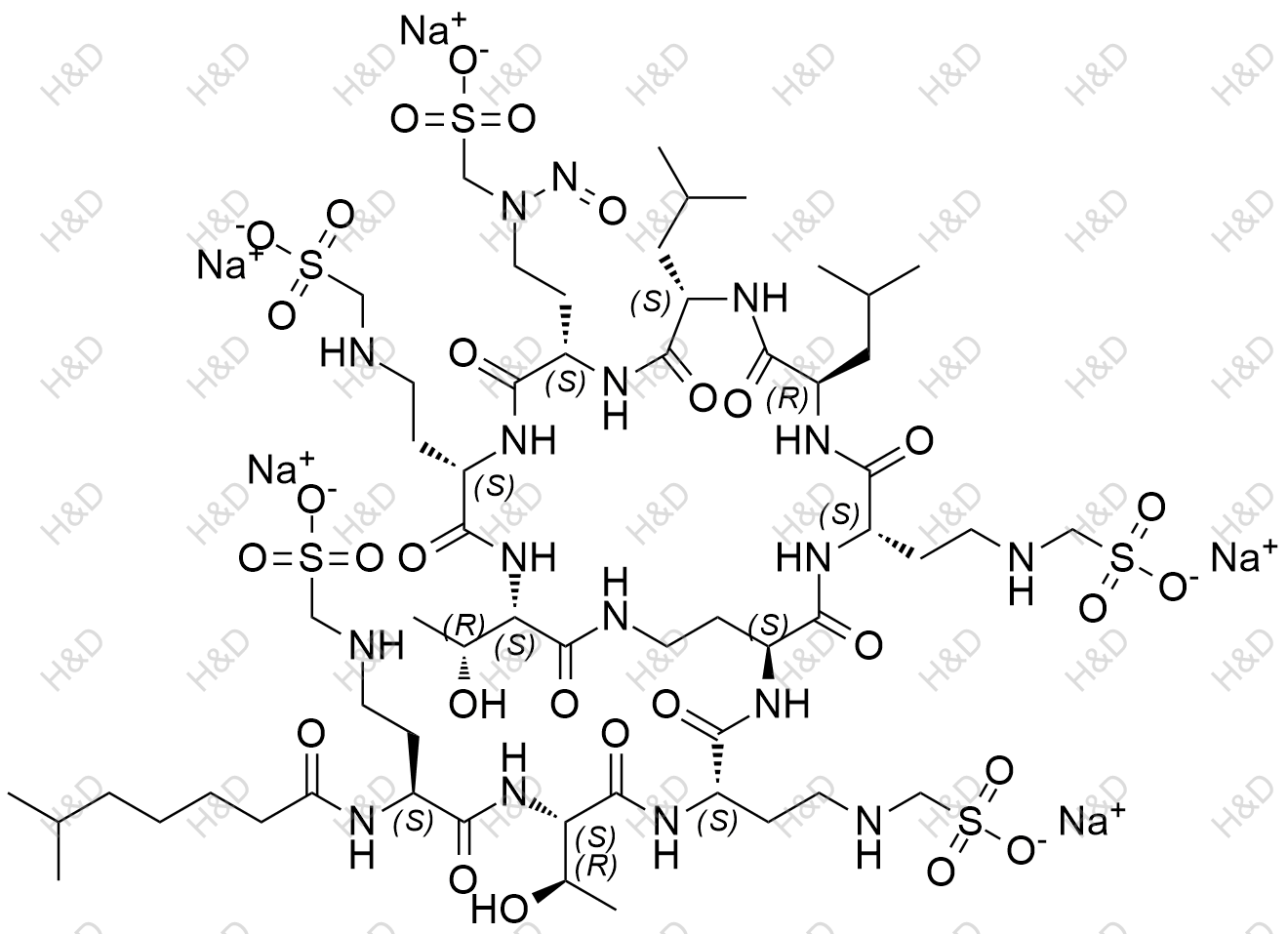 N-亚硝基粘菌素b甲磺酸氢5结构式