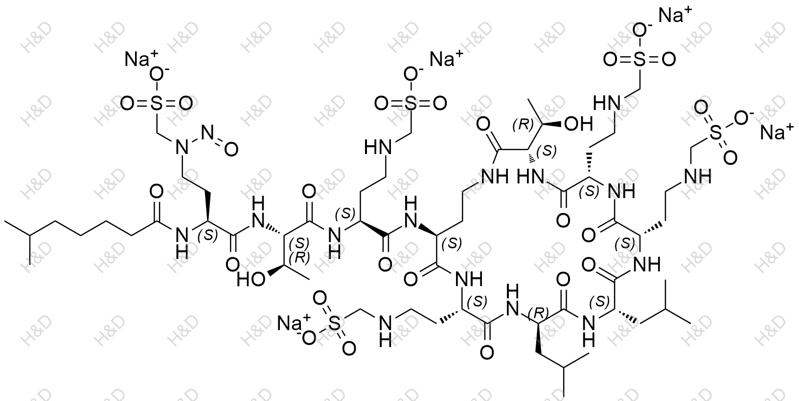 N-亚硝基粘菌素b甲磺酸氢3结构式