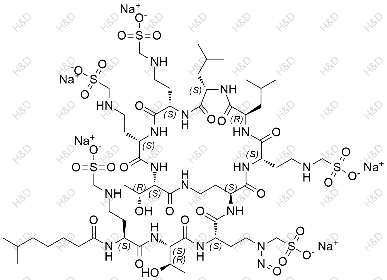 N-亚硝基粘菌素b甲磺酸氢1结构式