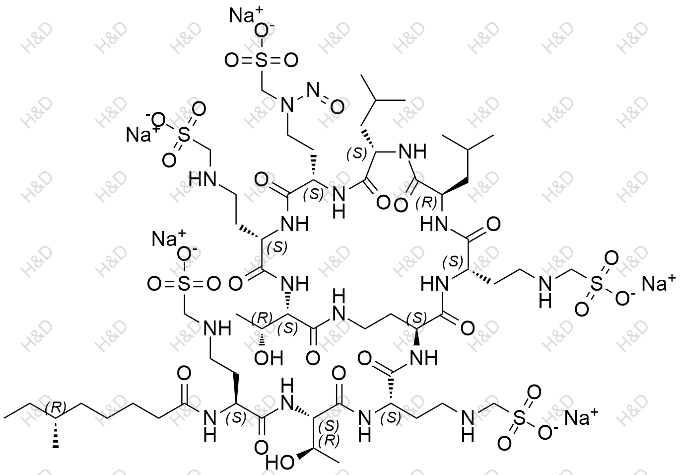 N-亚硝基粘菌素甲磺酸氢3结构式