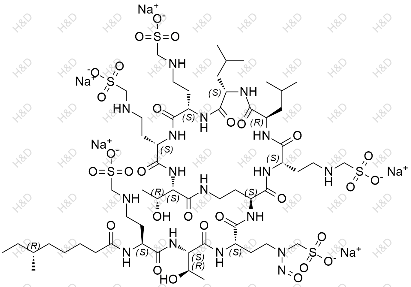 N-亚硝基粘菌素甲磺酸氢1结构式