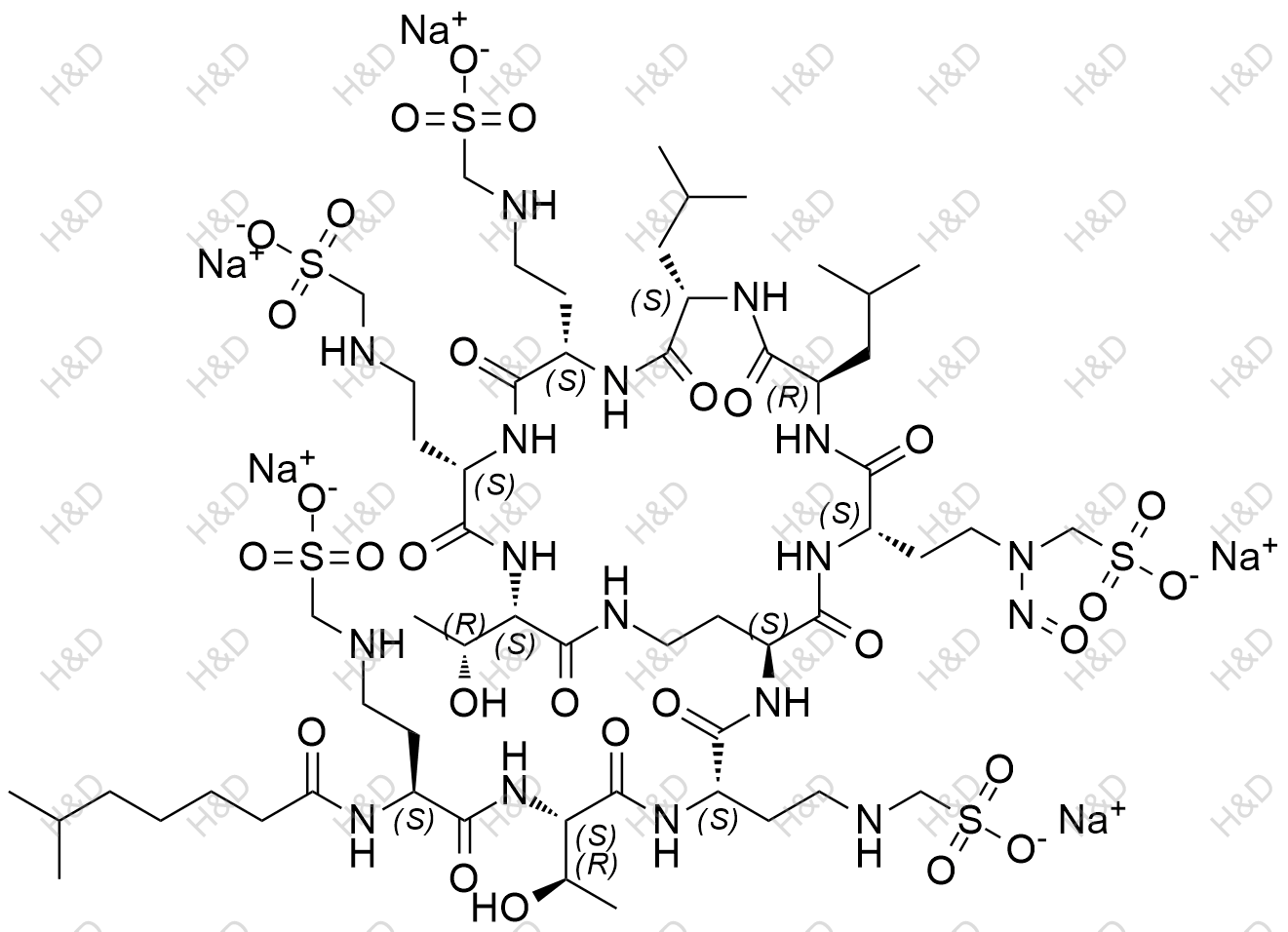 N-亚硝基粘菌素b甲磺酸氢2结构式