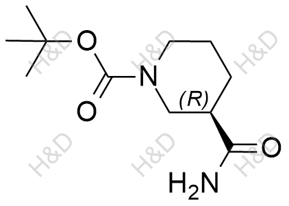 (R)-3-氨基甲酰基哌啶-1-羧酸叔丁酯结构式
