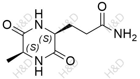 环-(L-丙氨酰-L-谷氨酰胺)结构式