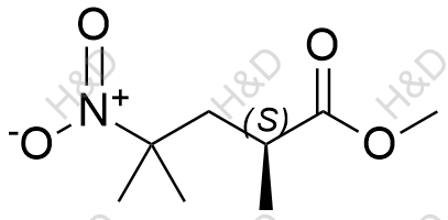 (2S)- 2,4-二甲基-4-硝基-戊酸甲酯化学结构式