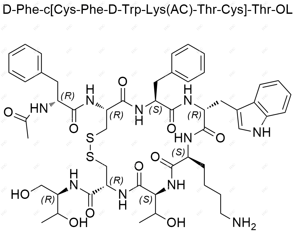 奥曲肽杂质3 [Acetyl-Lys5]-OCTR结构式