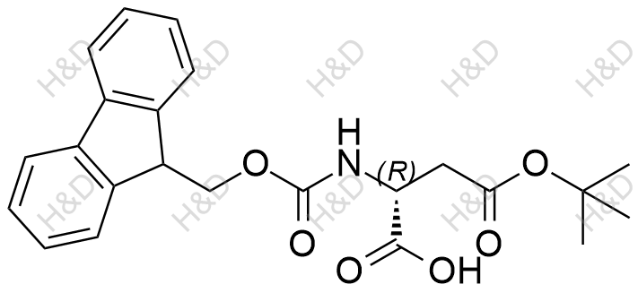 N-芴甲氧羰基-D-天冬氨酸-4-叔丁酯结构式