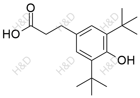 3,5-二叔丁基-4-羟基苯基丙酸化学结构式