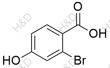 2-溴-4-羟基苯甲酸化学结构式