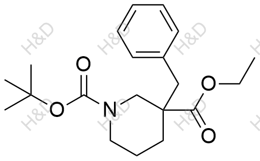 1-BOC-3-苄基哌啶-3-甲酸乙酯结构式