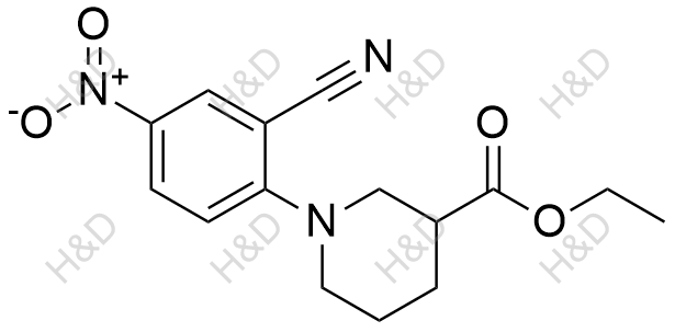 1-(2-氰基-4-硝基苯基)哌啶-3-羧酸乙酯结构式