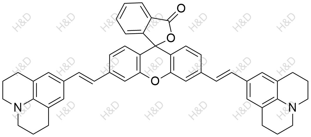 3'，6'-双（（E）-2-（1,2,3,5,6,7-六氢吡啶并[3,2,1-ij]喹啉-9-基）乙烯基）-3H-螺[异苯并呋喃-1,9'-氧杂蒽]-3-酮结构式