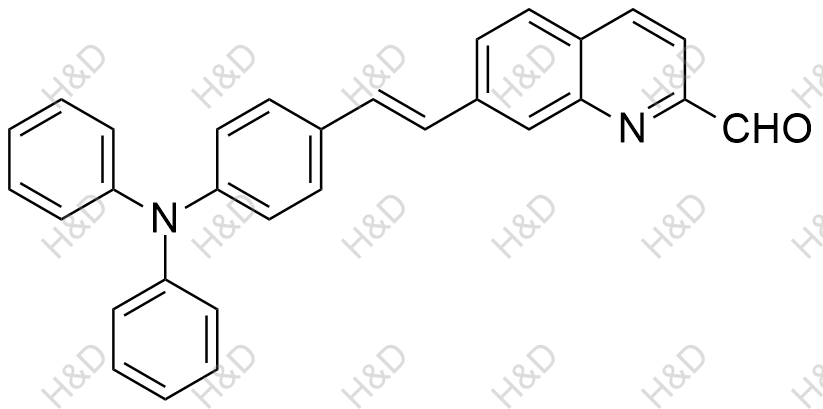 （E） -7-（4-（二苯基氨基）苯乙烯基）喹啉-2-甲醛结构式