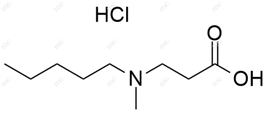 3-(N-甲基-正戊胺基)-丙酸盐酸盐结构式
