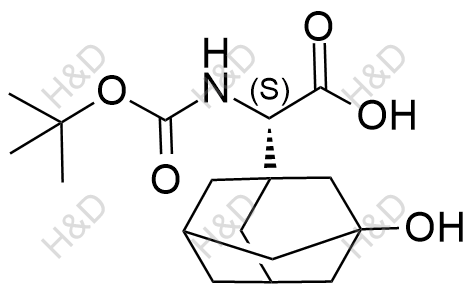 N-叔丁氧羰基-3-羟基-1-金刚烷基-D-甘氨酸结构式