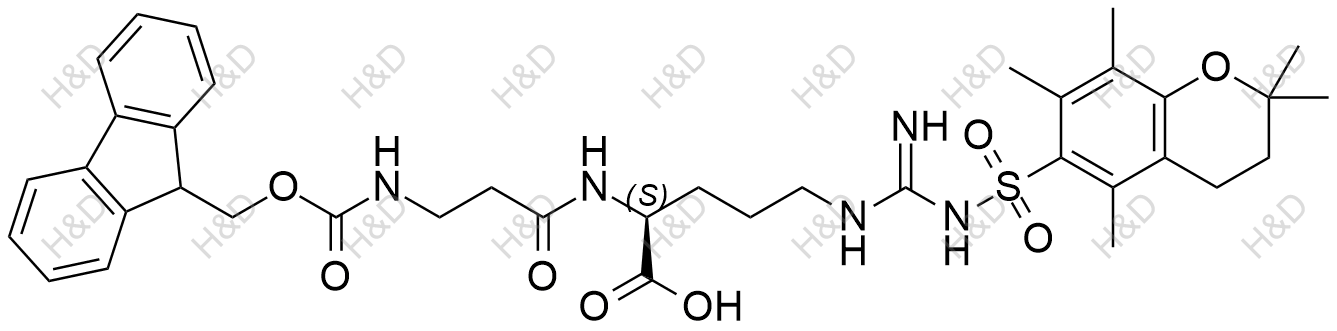 Fmoc-β-Ala-Arg(Pbf)-OH结构式