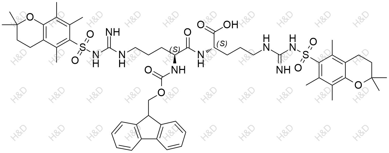 Fmoc-Arg(Pbf)-Arg(Pbf)-OH结构式