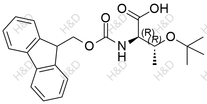 O-(叔丁基)-N-[9H-芴-9-甲氧羰基]-D-别苏氨酸结构式