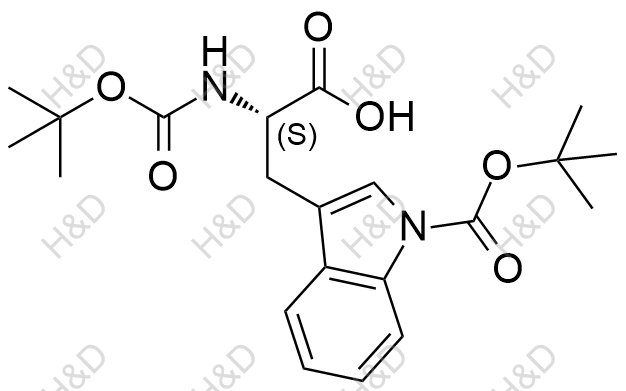 N-叔丁氧羰基-N'-叔丁氧羰基-L-色氨酸结构式