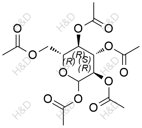 1,2,3,4,6-alpha-D-葡萄糖五乙酸酯化学结构式