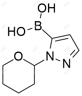 (1-(四氢-2H-吡喃-2-基)-1H-吡唑-5-基)硼酸化学结构式