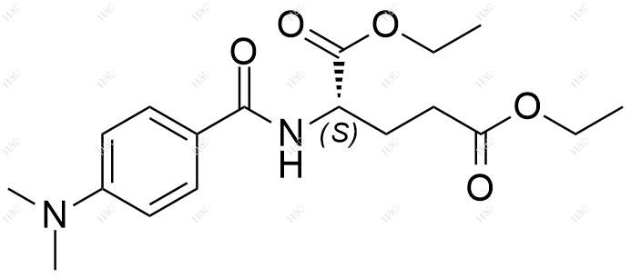 (S)-二乙基2-(4-(二甲氨基)苯甲酰胺基)戊二酸酯结构式