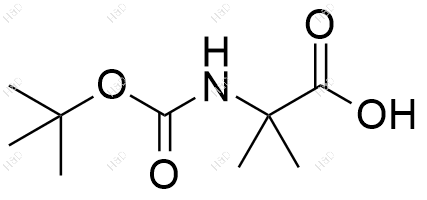 N-叔丁氧羰基-2-甲基丙氨酸化学结构式