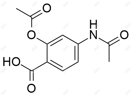 4-乙酰氨基-2-乙酰氧基苯甲酸结构式
