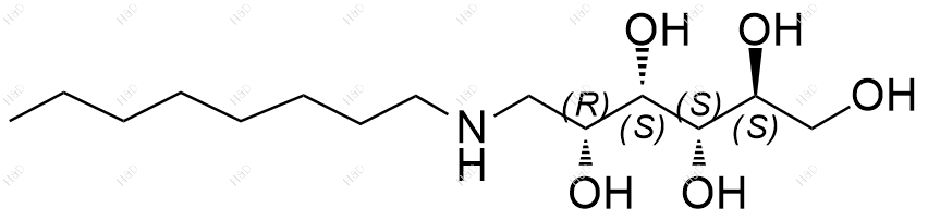 N-正辛基-L-葡萄糖胺化学结构式