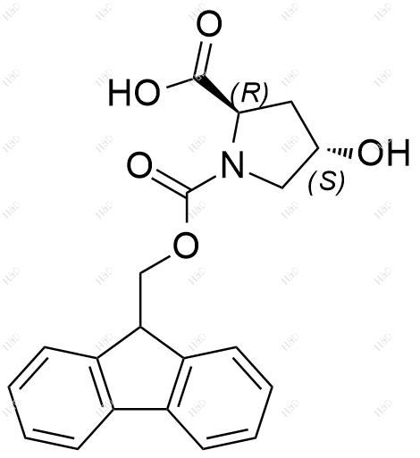 FMOC-(2R,4S)-4-羟基吡咯烷-2-羧酸结构式